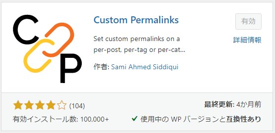 Custom Permalinksのインストール画面